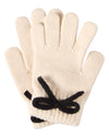 Girls "Sweet Knit Bow" Rayon-Blend Rib-Knit Gloves