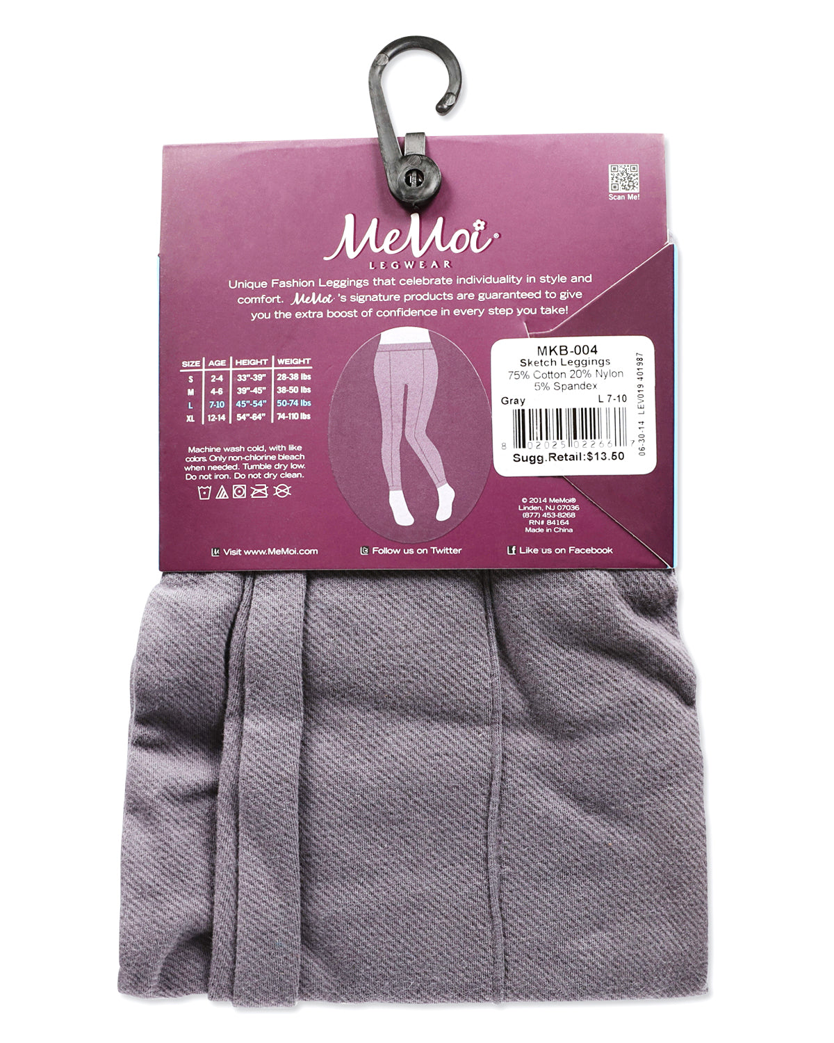 Girls' Front Seam Cotton Blend Leggings : Color: Gray