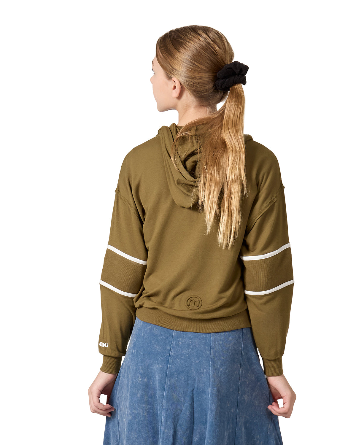 Girls Sporty C Camp Patch Zippered Hoodie : Color: Olive