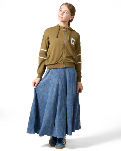 Girls Sporty C Camp Patch Zippered Hoodie : Color: Olive