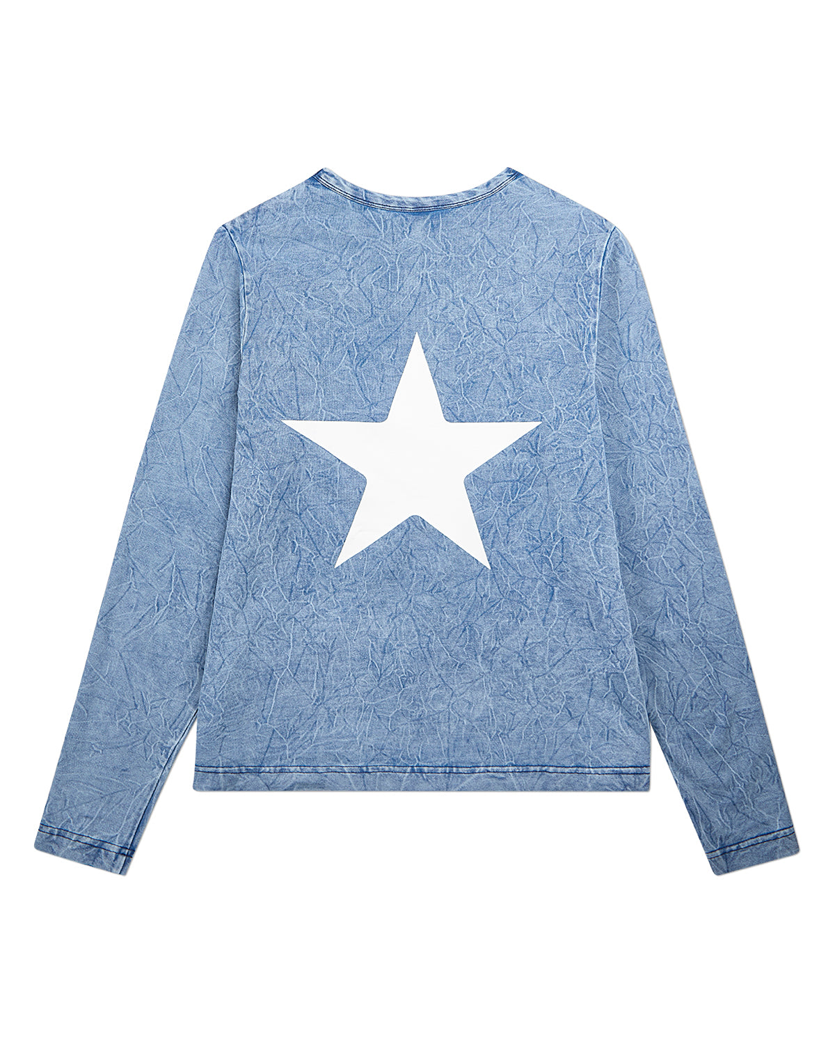 Girls Back Star Design Cotton Rich Long Sleeve T-Shirt : Color: Denim