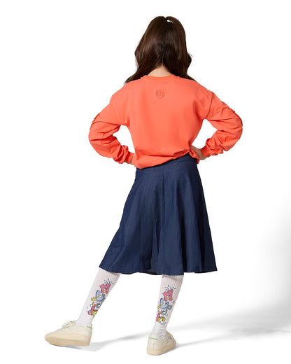 Girls Cargo Sleeve Cotton Rich Bomber Style Long Sleeve T-Shirt : Color: Coral