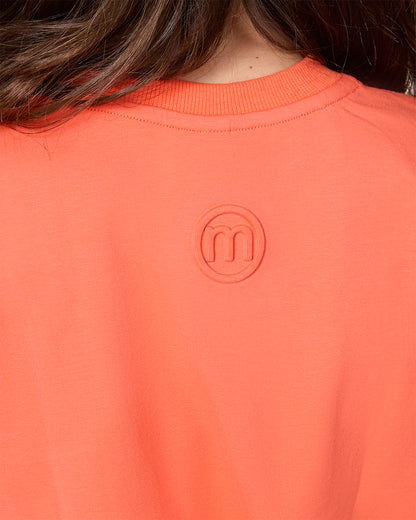 Girls Cargo Sleeve Cotton Rich Bomber Style Long Sleeve T-Shirt : Color: Coral