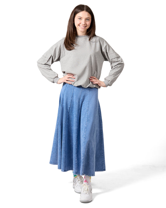 Girls Cargo Sleeve Cotton Rich Bomber Style Long Sleeve T-Shirt : Color: Gray Heather