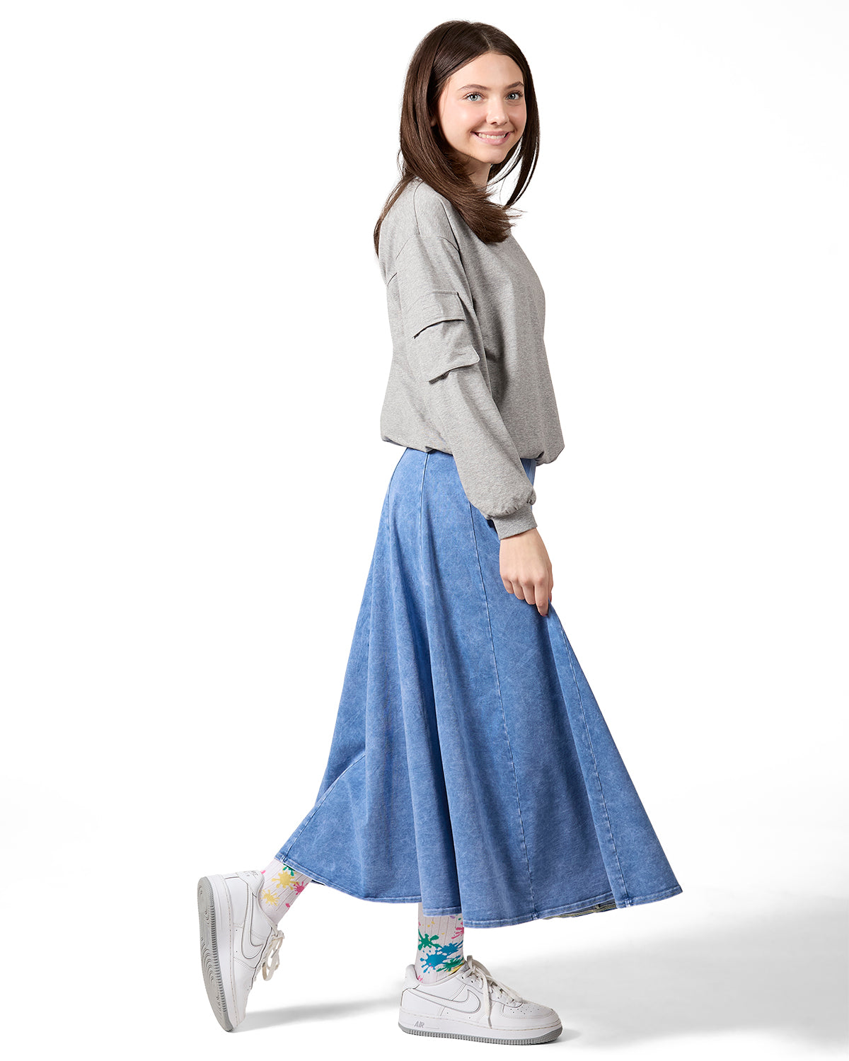 Girls Cargo Sleeve Cotton Rich Bomber Style Long Sleeve T-Shirt : Color: Coral