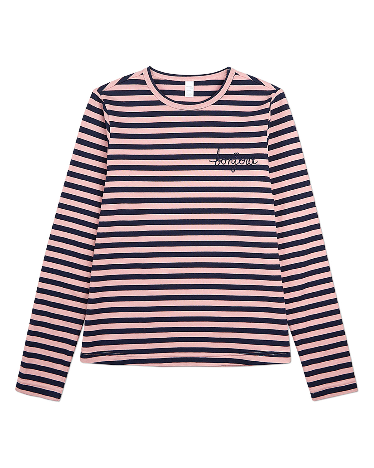 Girls Nautical Striped Cotton-Rich Long Sleeve T-Shirt : Color: Olive