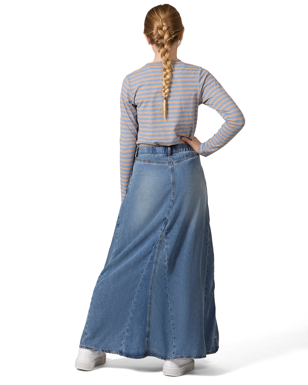 Girls Nautical Striped Cotton-Rich Long Sleeve T-Shirt : Color: Olive