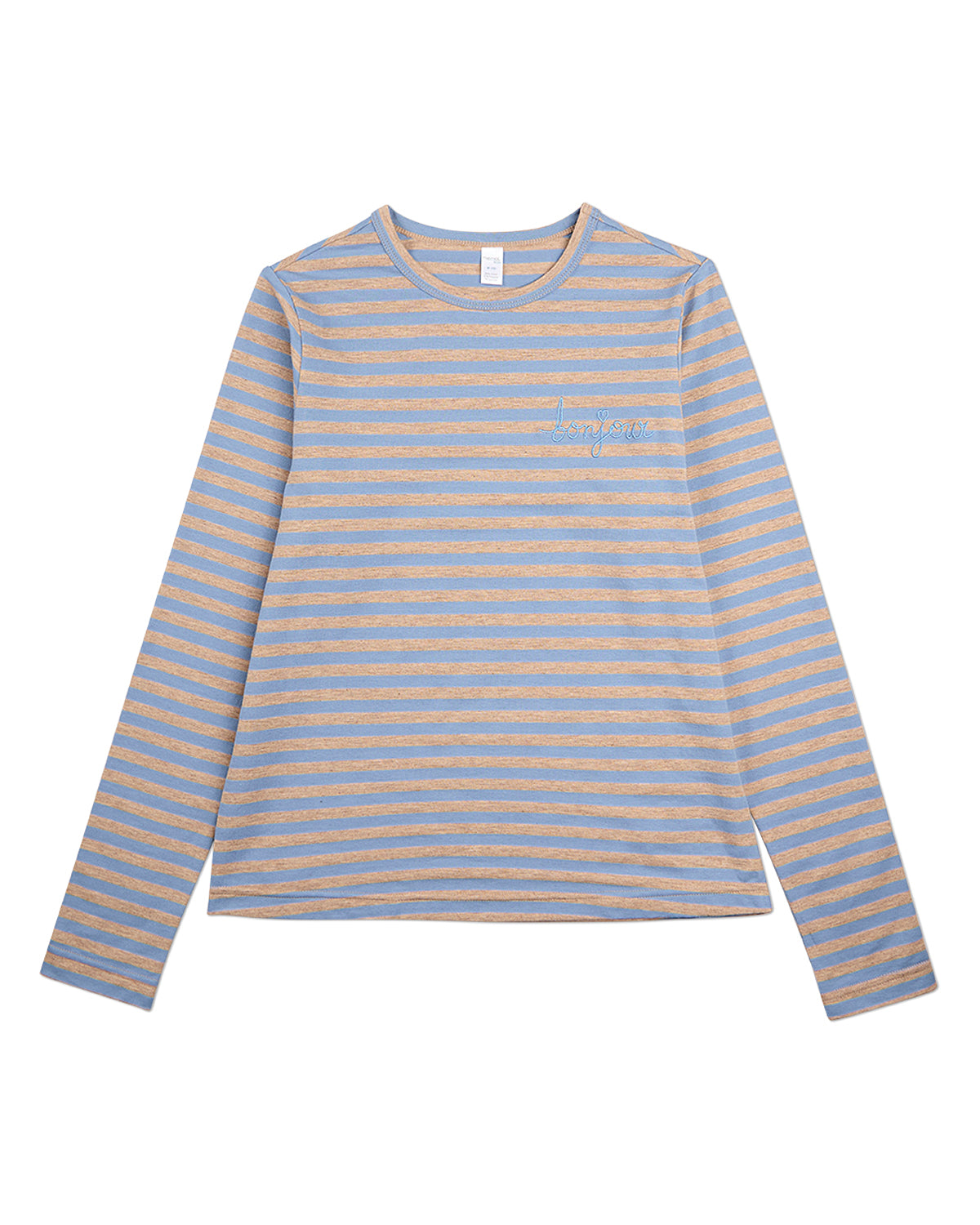 Girls Nautical Striped Cotton-Rich Long Sleeve T-Shirt : Color: Olive