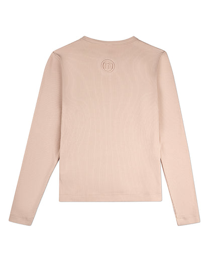 Girls Ribbed C-Patch Crossover Hem Long Sleeve T-Shirt : Color: Blush