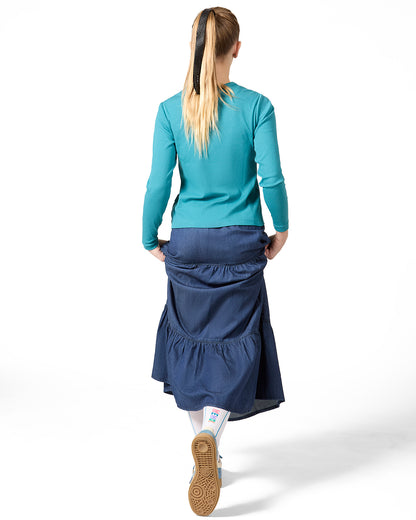 Girls Ribbed C-Patch Crossover Hem Long Sleeve T-Shirt : Color: Blush