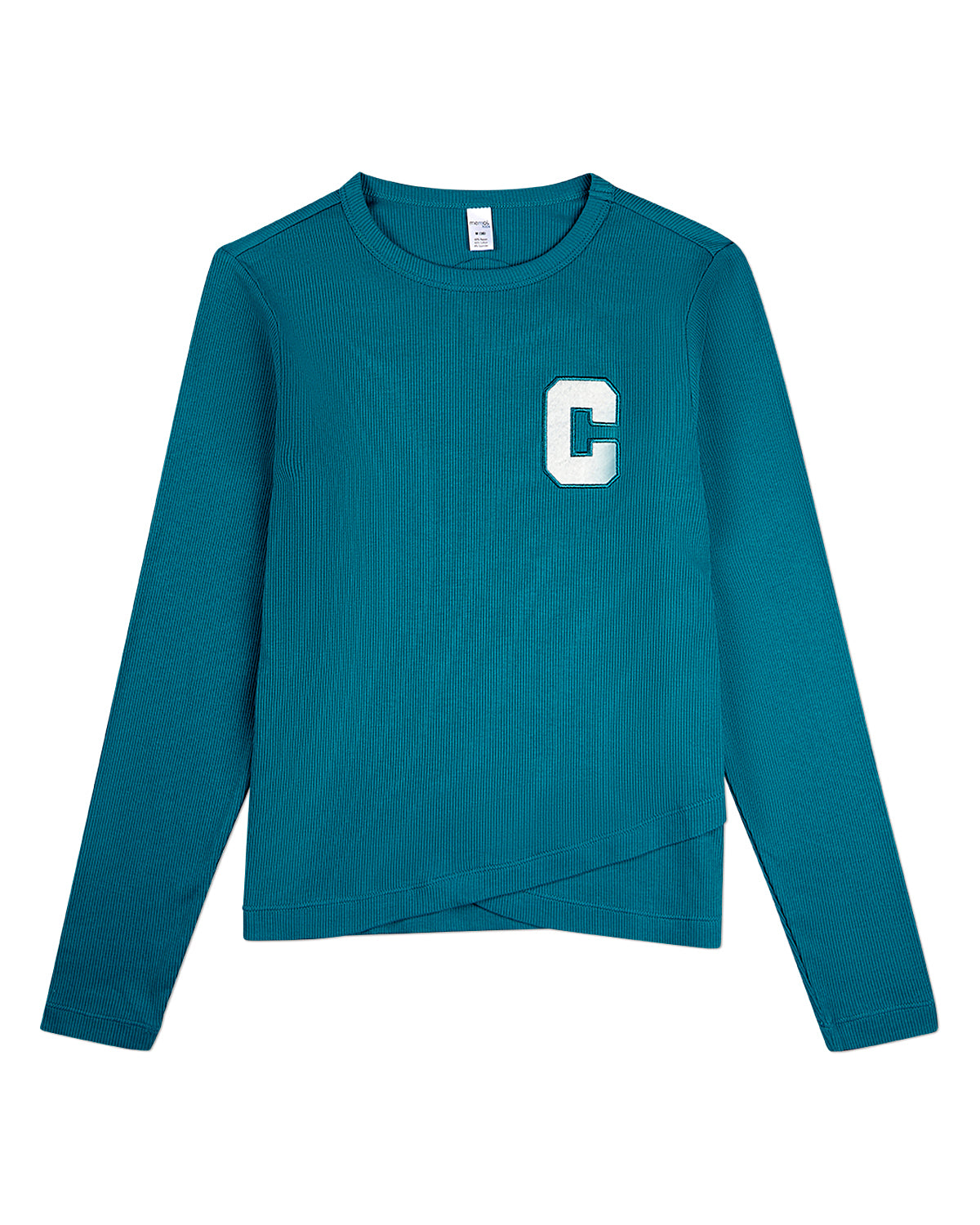 Girls Ribbed C-Patch Crossover Hem Long Sleeve T-Shirt : Color: Blush