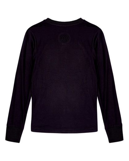 Girls Heart Graphic Trimmed Pocket Long Sleeve T-Shirt : Color: Black