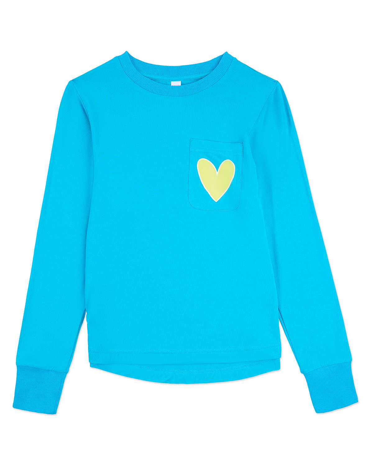 Girls Heart Graphic Trimmed Pocket Long Sleeve T-Shirt : Color: Black