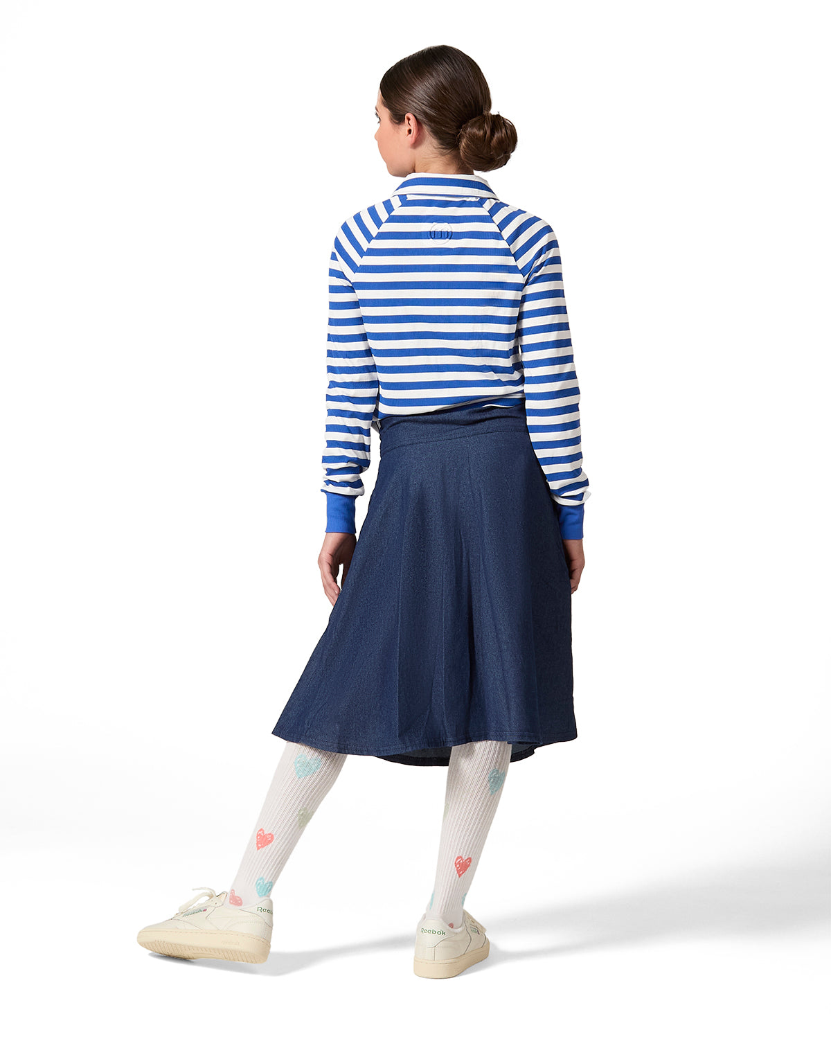 Girls Striped Mini-Ribbed Quarter Zip Long Sleeve T-Shirt : Color: Black