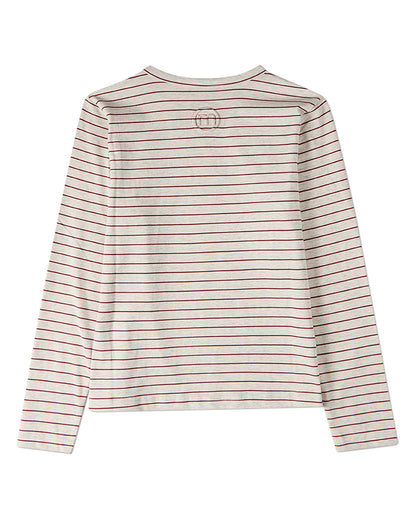 Girls "Ciao"-Embroidered Cotton-Rich Mini-Striped Long-Sleeve T-Shirt