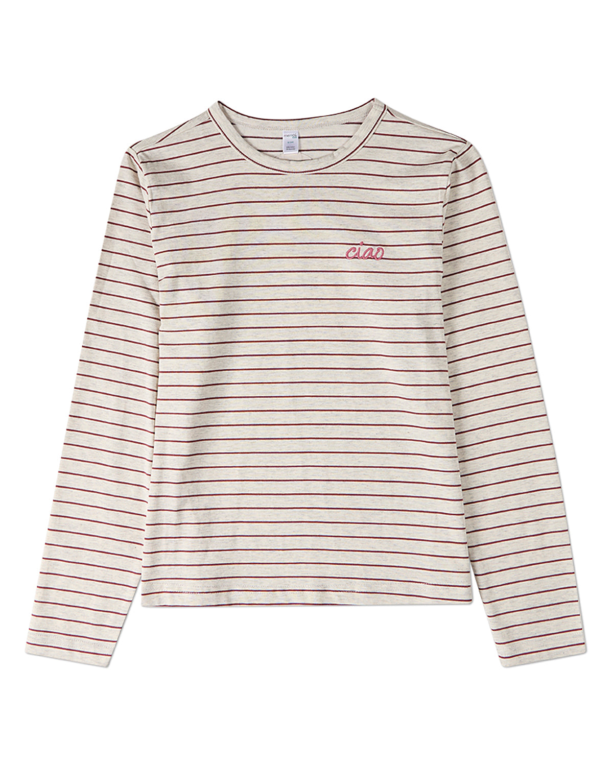 Girls "Ciao"-Embroidered Cotton-Rich Mini-Striped Long-Sleeve T-Shirt