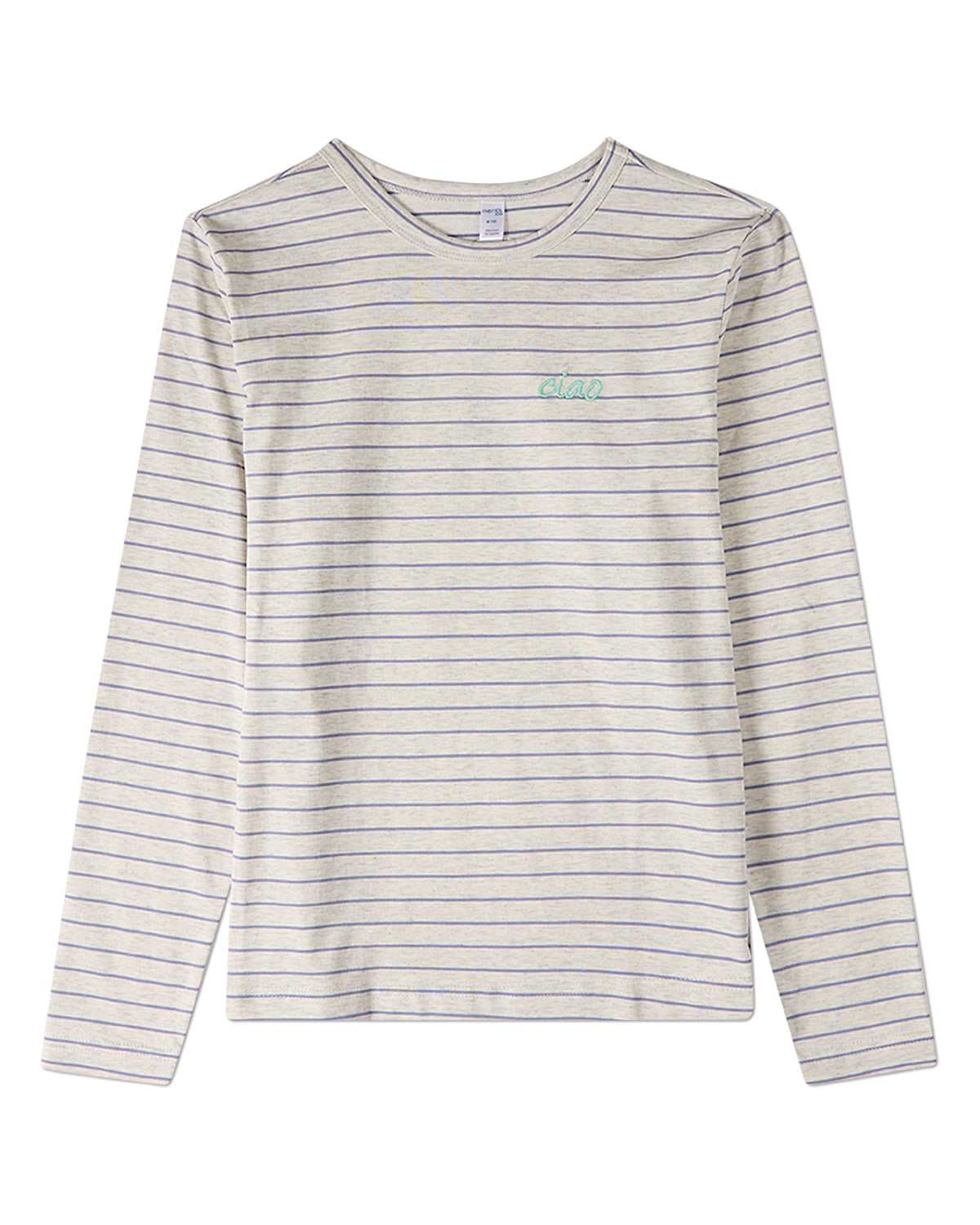 Girls "Ciao"-Embroidered Cotton-Rich Mini-Striped Long-Sleeve T-Shirt