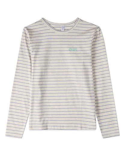 Girls "Ciao"-Embroidered Cotton-Rich Mini-Striped Long-Sleeve T-Shirt