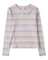 Girls "Summer Sun" Striped Mini-Ribbed Embroidered Long-Sleeve T-Shirt