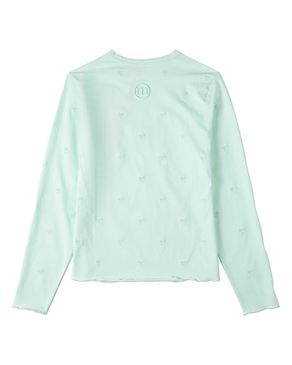 Girls Embroidered All-Over Bows Cotton-Rich Long-Sleeve T-Shirt