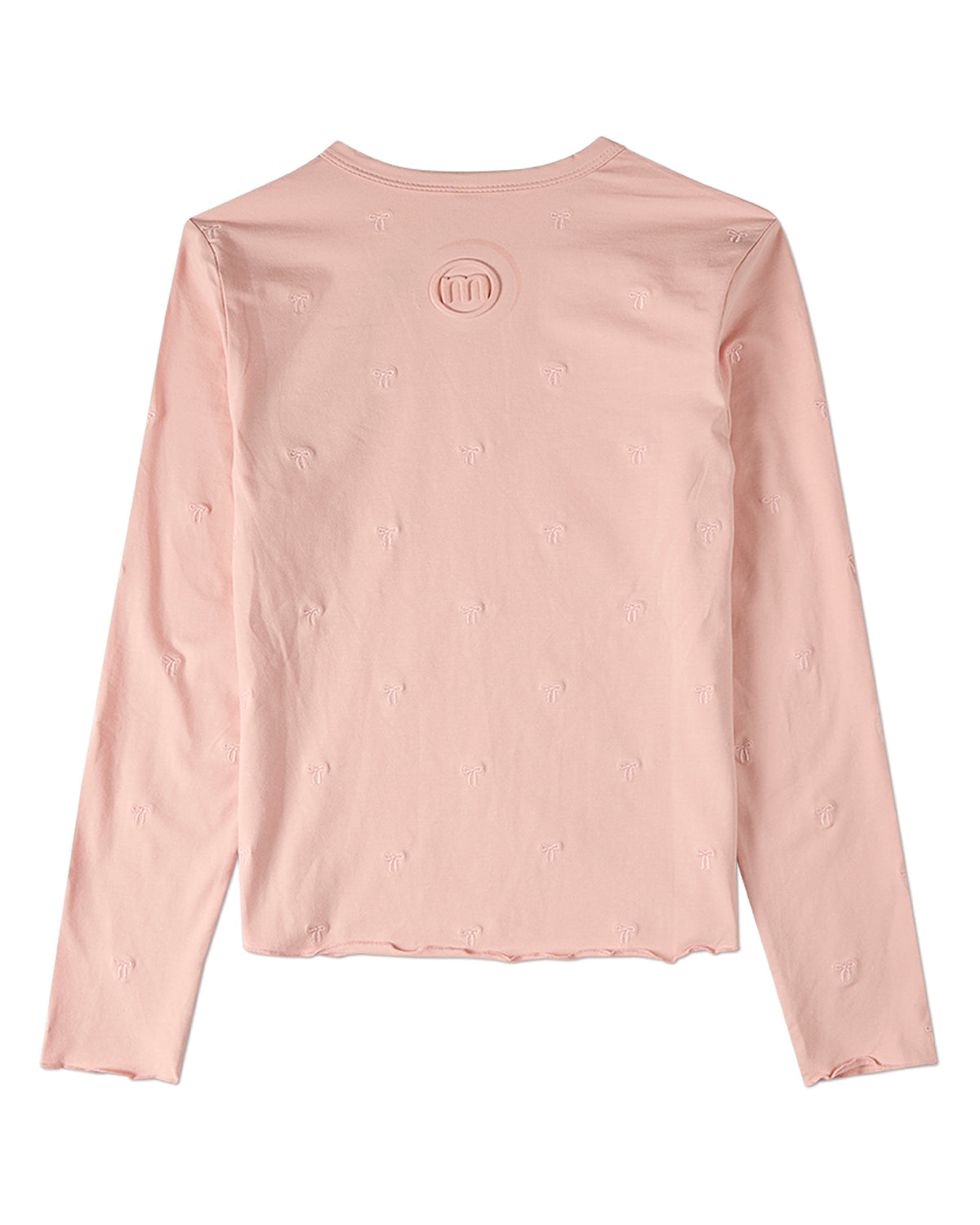 Girls Embroidered All-Over Bows Cotton-Rich Long-Sleeve T-Shirt
