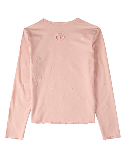 Girls Embroidered All-Over Bows Cotton-Rich Long-Sleeve T-Shirt