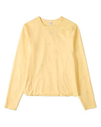 Girls Embroidered All-Over Bows Cotton-Rich Long-Sleeve T-Shirt