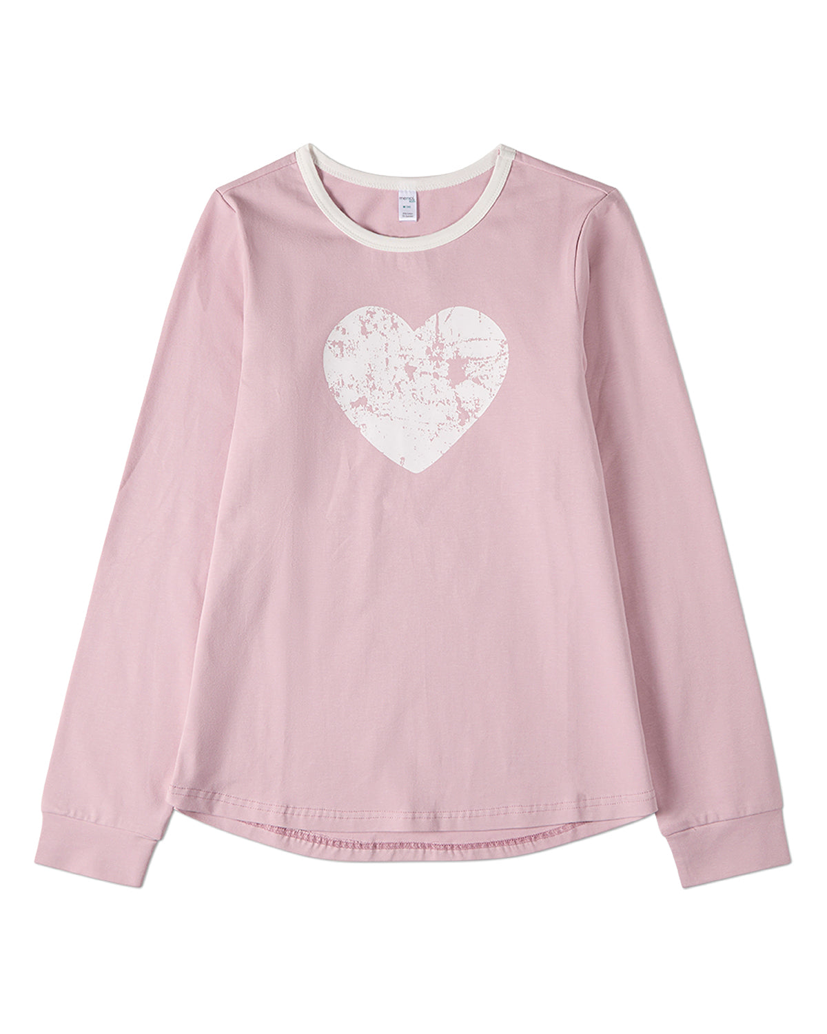 Girls Distressed-Heart Cotton-Rich Long-Sleeve T-Shirt