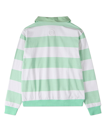 Girls Summer-Camp Cotton-Rich Rugby-Stripe Long-Sleeve Polo Shirt