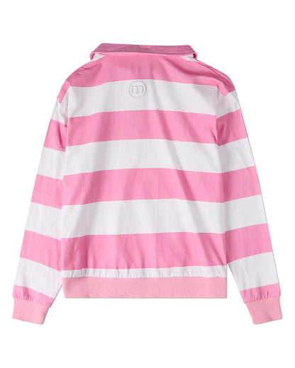 Girls Summer-Camp Cotton-Rich Rugby-Stripe Long-Sleeve Polo Shirt