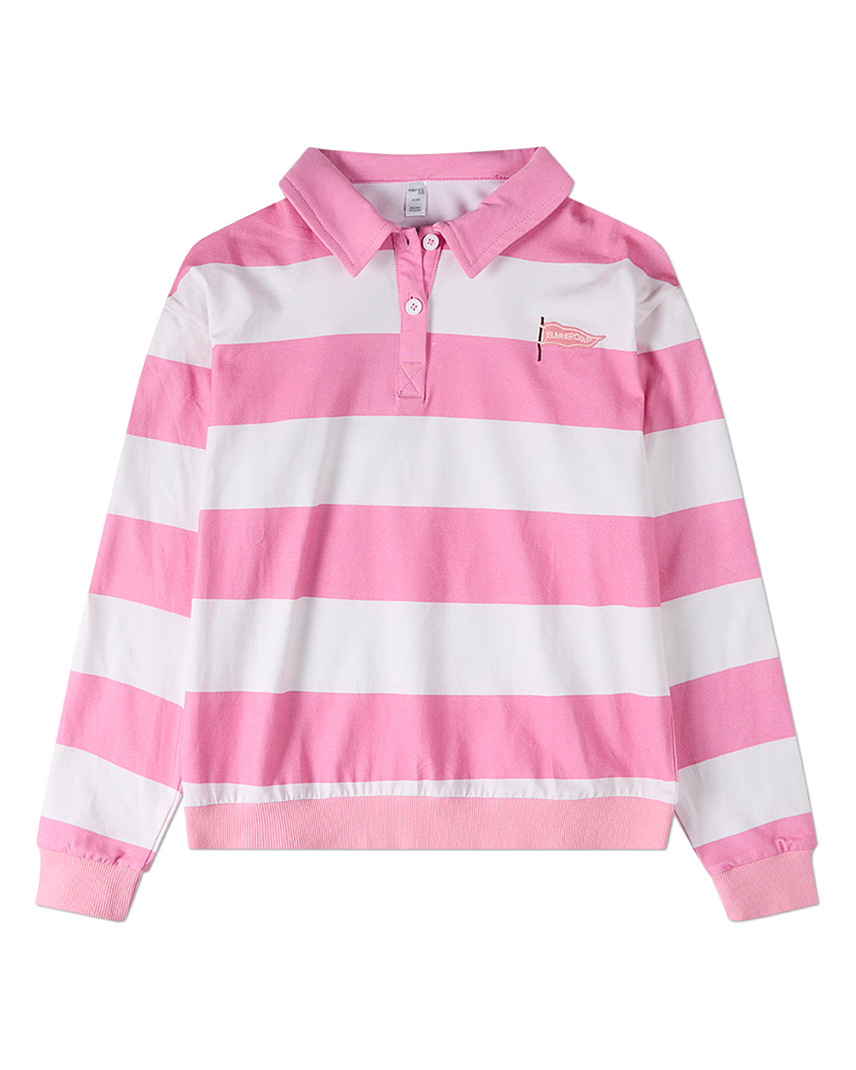 Girls Summer-Camp Cotton-Rich Rugby-Stripe Long-Sleeve Polo Shirt