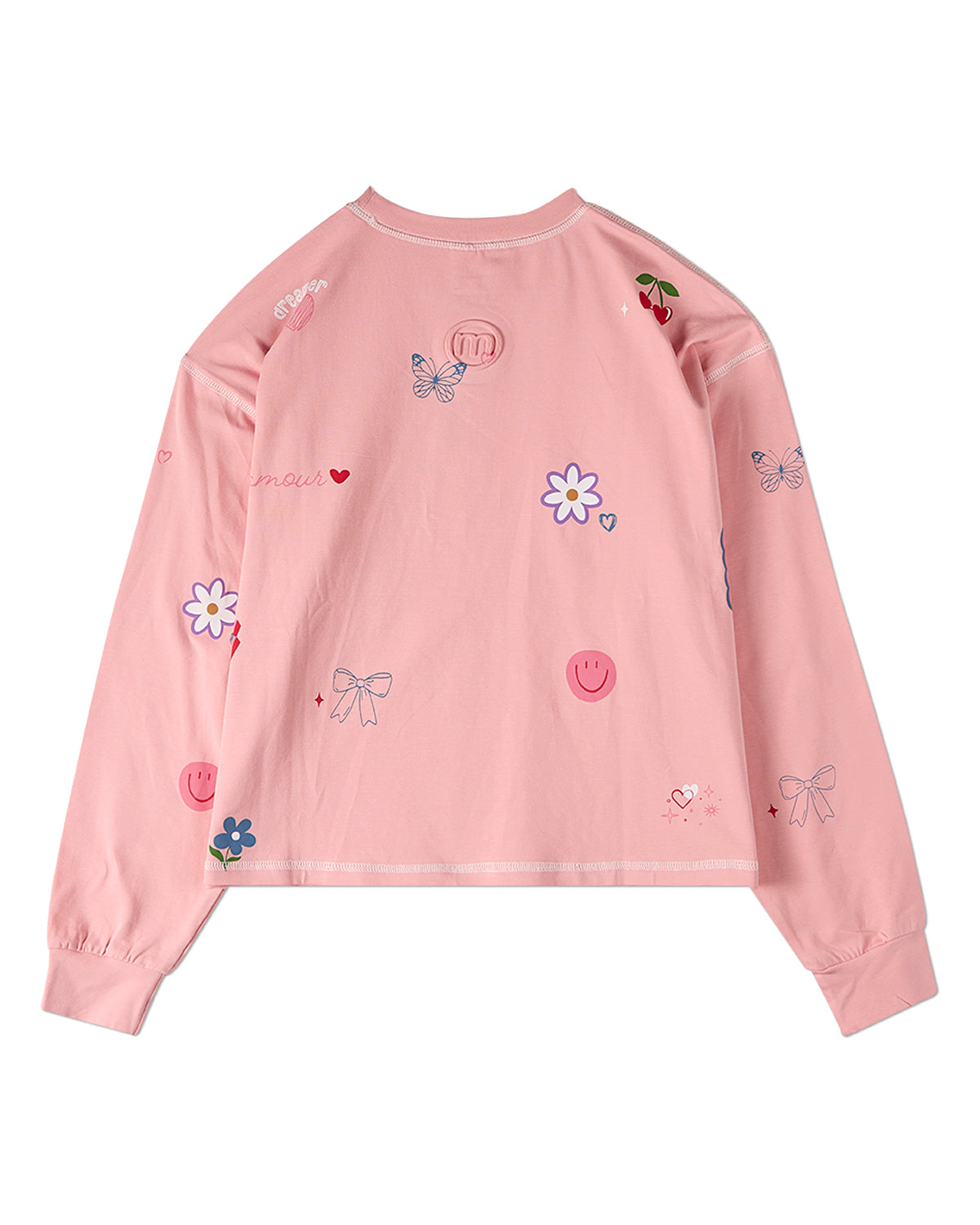 Girls All-Over Motif Cotton-Rich Long-Sleeve T-Shirt