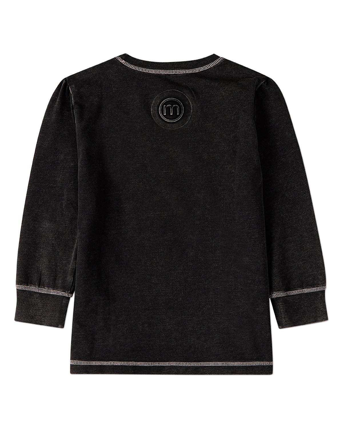 Girls Heathered Cotton-Rich Long-Sleeve T-Shirt with Topstitch Trim