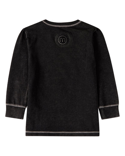 Girls Heathered Cotton-Rich Long-Sleeve T-Shirt with Topstitch Trim
