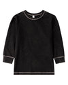 Girls Heathered Cotton-Rich Long-Sleeve T-Shirt with Topstitch Trim