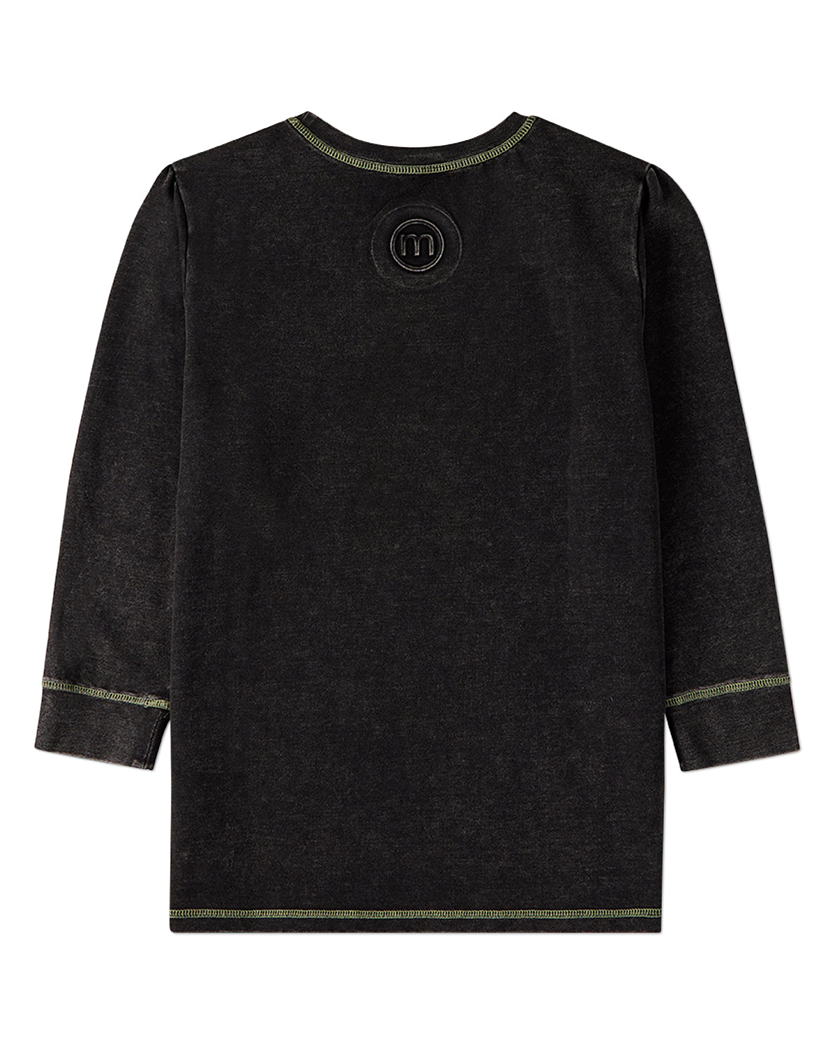 Girls Heathered Cotton-Rich Long-Sleeve T-Shirt with Topstitch Trim