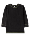 Girls Heathered Cotton-Rich Long-Sleeve T-Shirt with Topstitch Trim