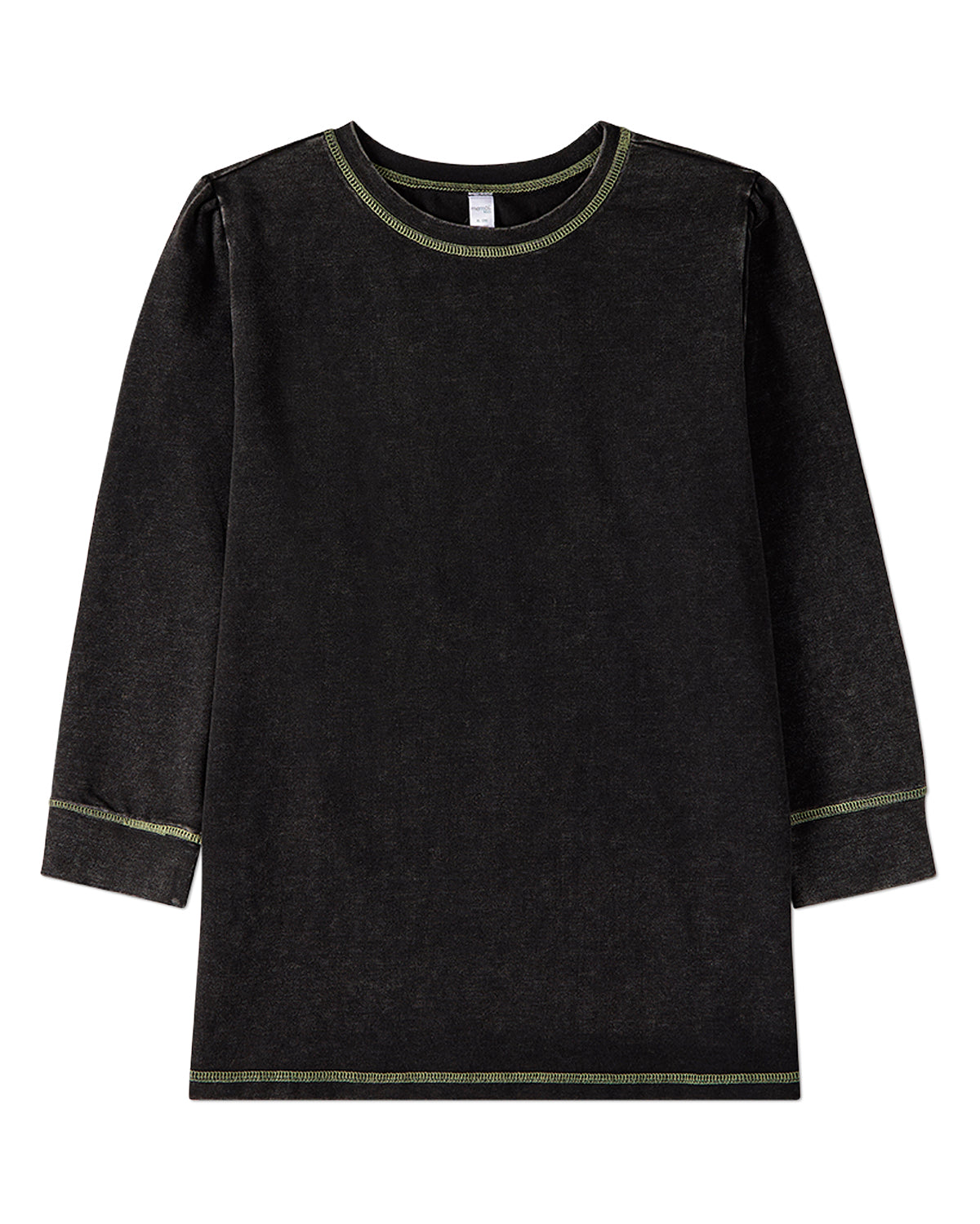 Girls Heathered Cotton-Rich Long-Sleeve T-Shirt with Topstitch Trim