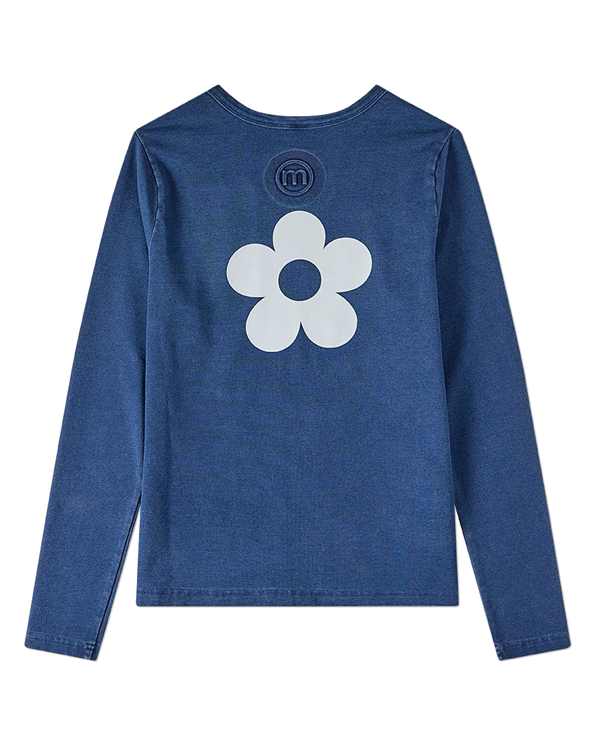 Girls Flower-Graphic Cotton-Rich Denim Long-Sleeve T-Shirt