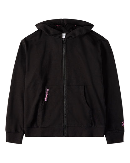 Kids Summer-Themed Cotton-Rich Zip-Up Embroidered Hoodie