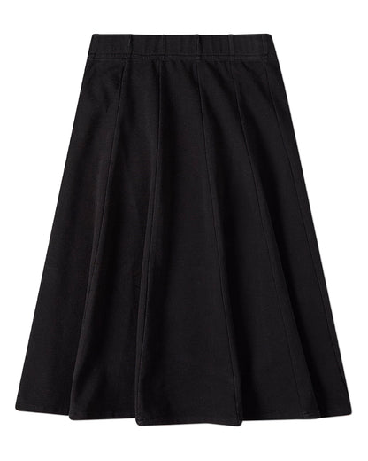 Girls Cotton-Rich Stretch Denim Pull-On Flared Short Midi-Length Skirt