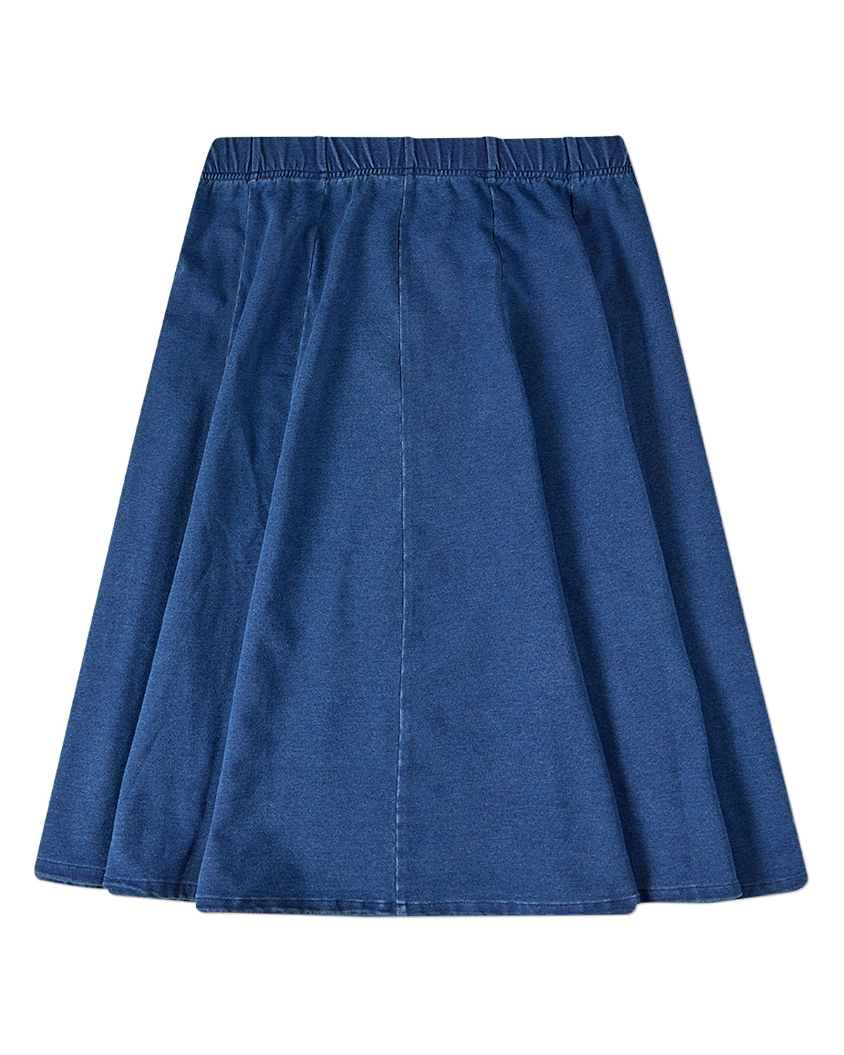 Girls Cotton-Rich Stretch Denim Pull-On Flared Short Midi-Length Skirt