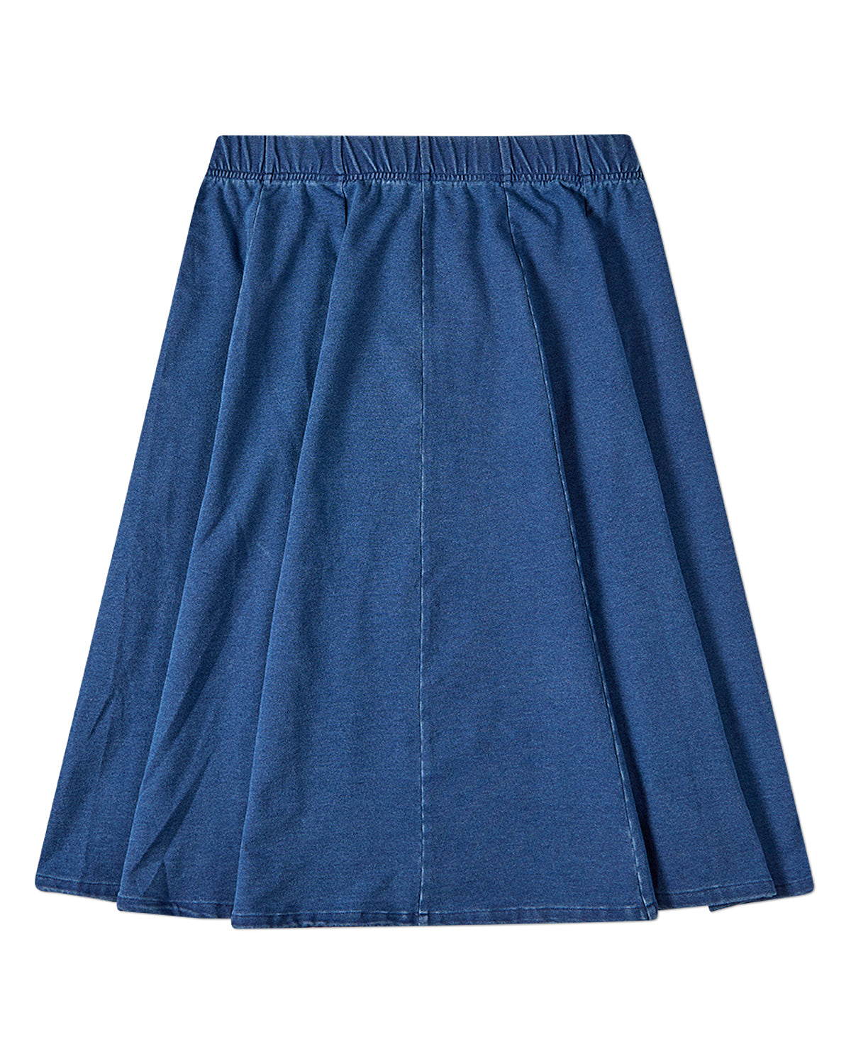 Girls Cotton-Rich Stretch Denim Pull-On Flared Short Midi-Length Skirt