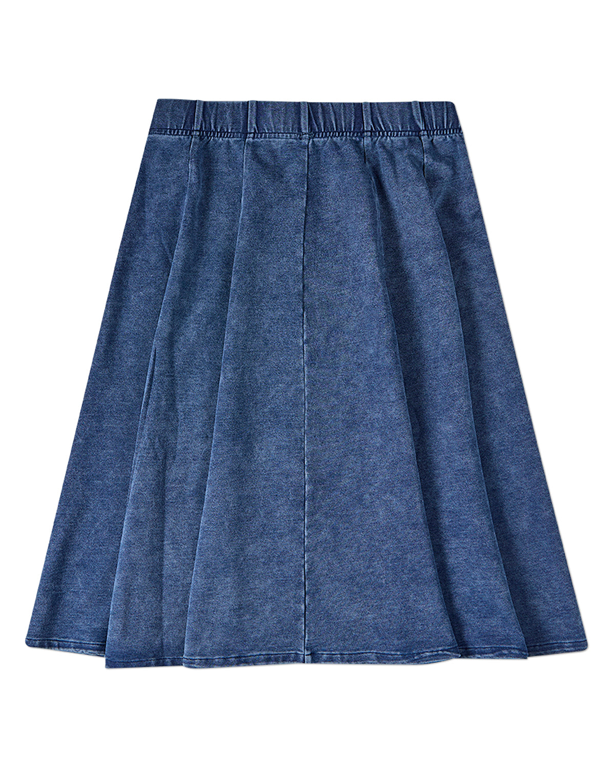 Girls Cotton-Rich Stretch Denim Pull-On Flared Short Midi-Length Skirt