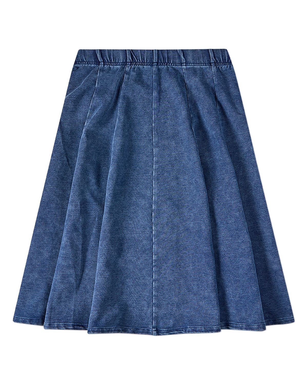 Girls Cotton-Rich Stretch Denim Pull-On Flared Short Midi-Length Skirt