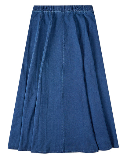 Girls Cotton-Rich Denim Pull-On Flared Long-Length Maxi Skirt