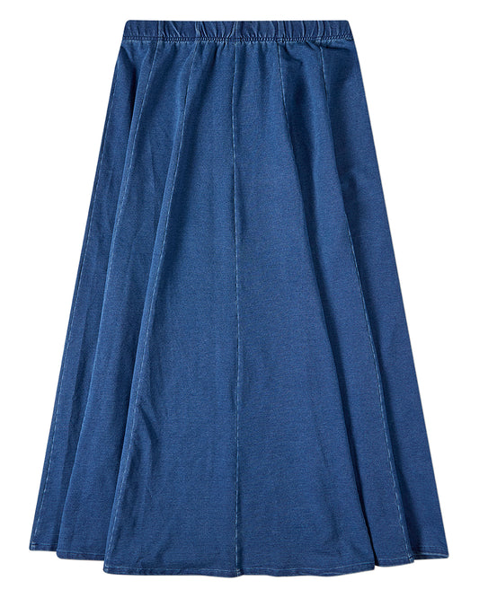 Girls Cotton-Rich Denim Pull-On Flared Long-Length Maxi Skirt