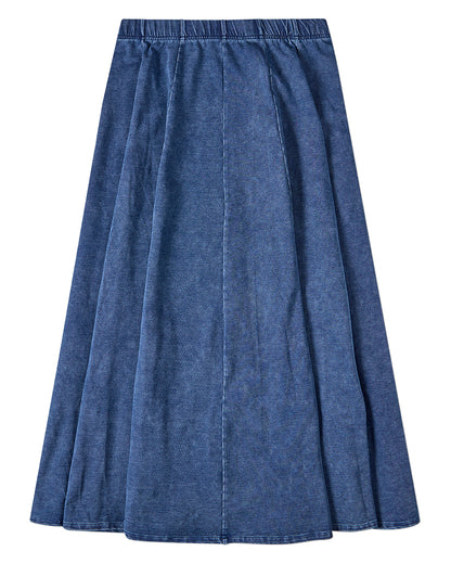 Girls Cotton-Rich Denim Pull-On Flared Long-Length Maxi Skirt