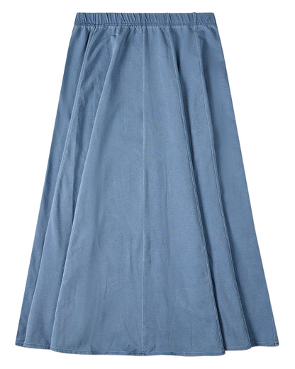 Girls Cotton-Rich Denim Pull-On Flared Long-Length Maxi Skirt