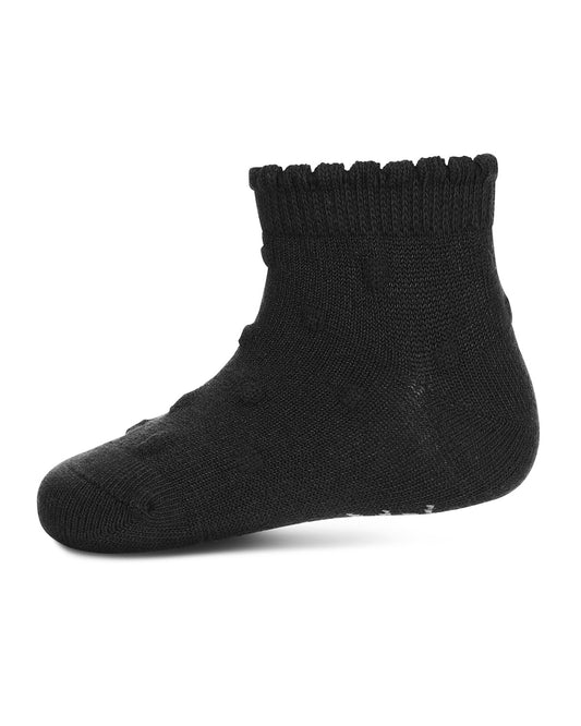 Girls Cotton Blend Swiss Dot Anklet Socks : Color: Black